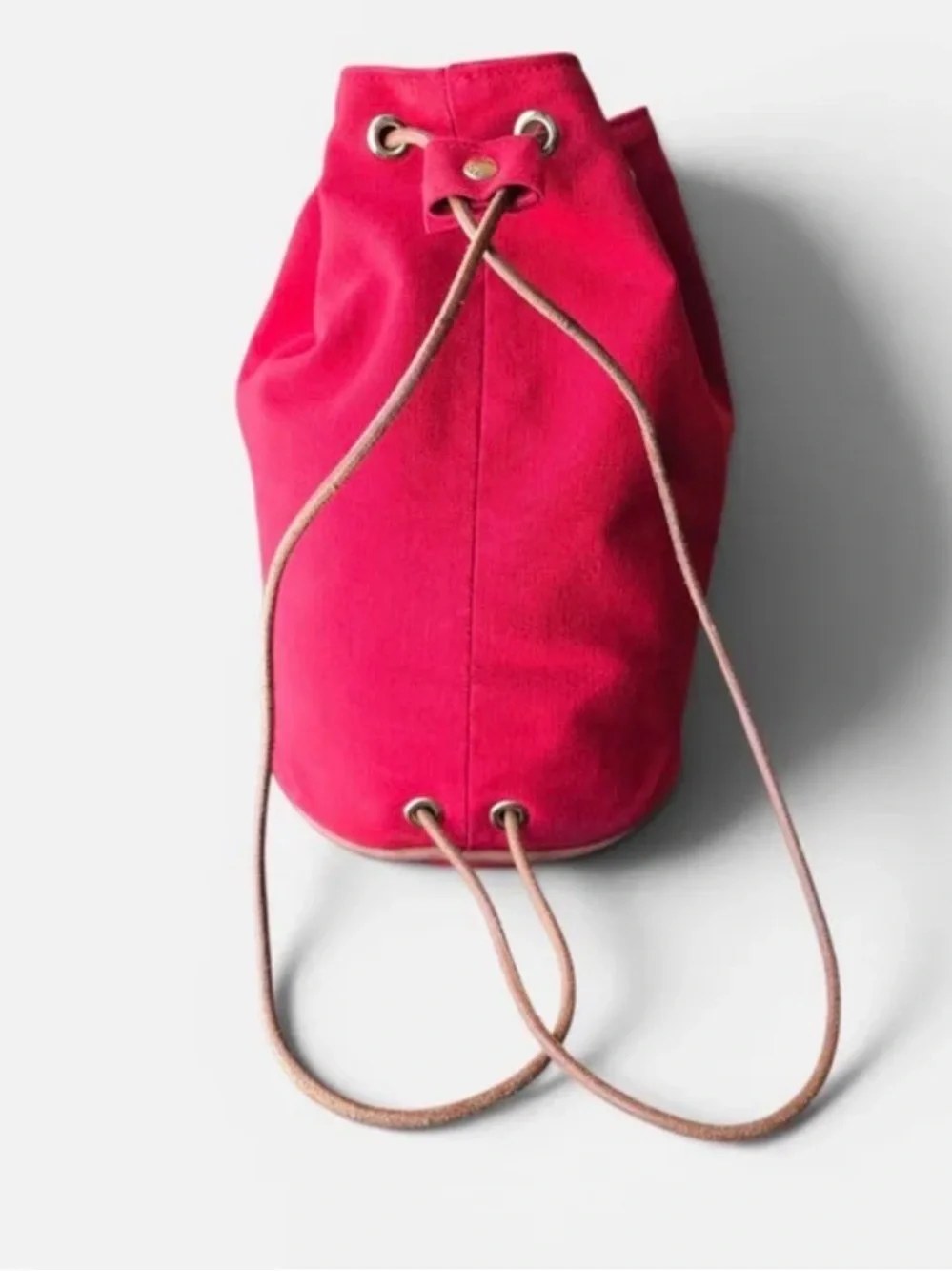 Hermès Polochon / Sperron d'Or Drawstring Bucket Backpack vibrant red/fuchsia